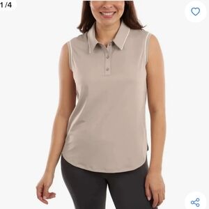 NWT Elle Sport Sleeveless Polo Shirt Women’s Athletic Casual Top Beige XS
